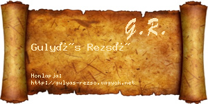 Gulyás Rezső névjegykártya